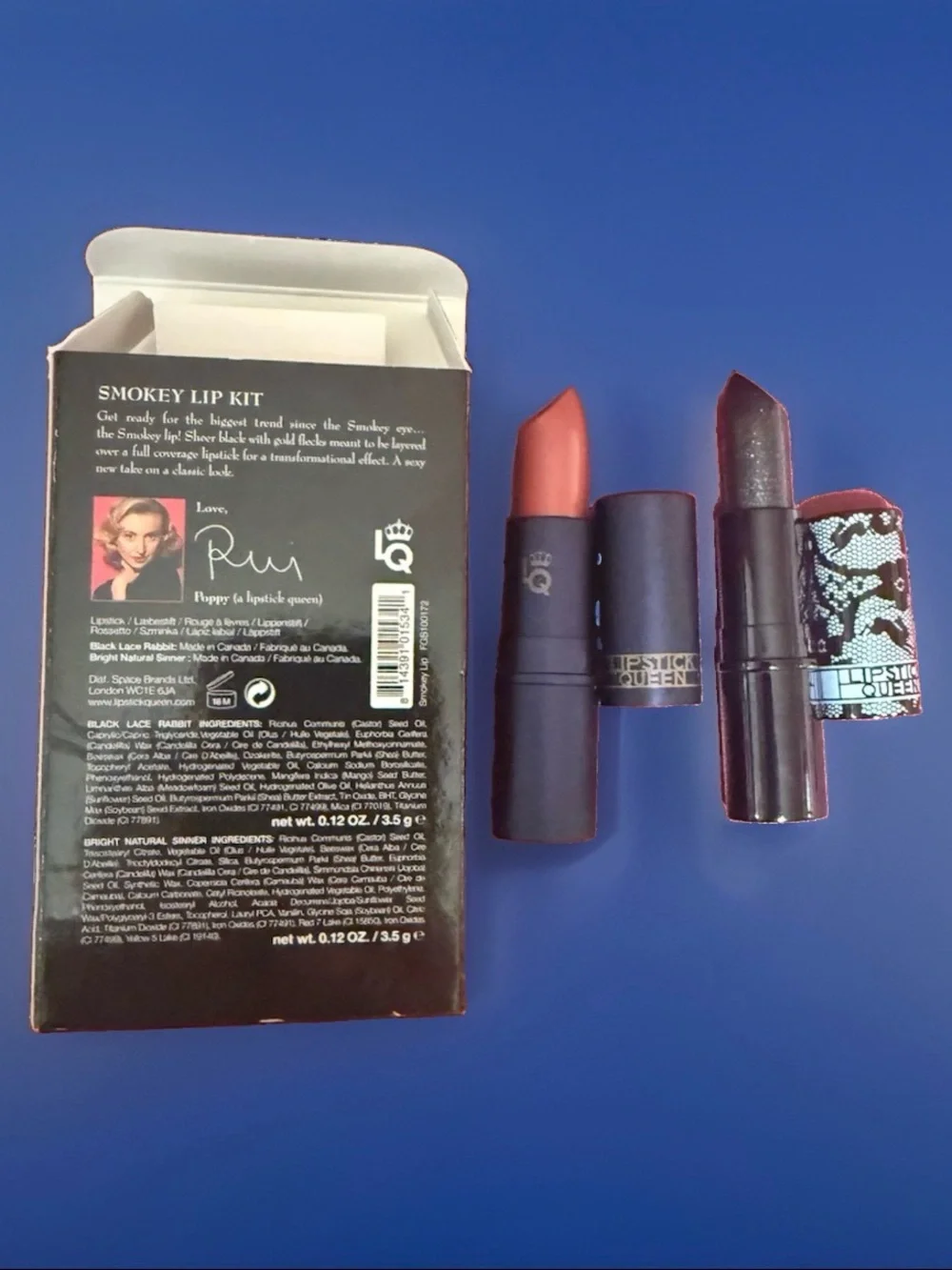 Lipstick Queen Smokey Lip Kit 2pc Lipstick & Balm Black/Nude SPF 15 12M